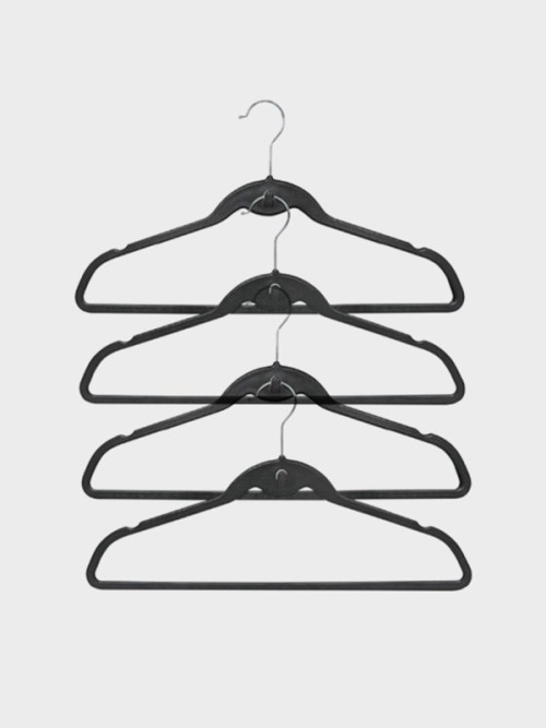ไม้แขวนเสื้อสีดำแบบเชื่อมต่อกัน จำนวน 4 ชิ้น