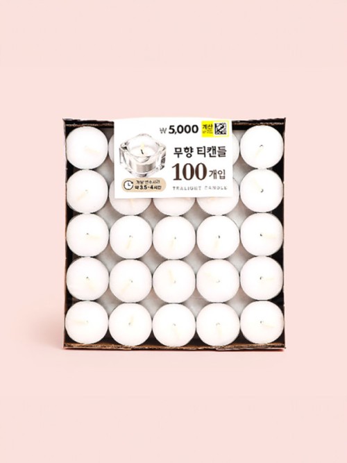 เทียนหอมสีขาวไม่มีกลิ่น สำหรับตกแต่ง 100 ชิ้น