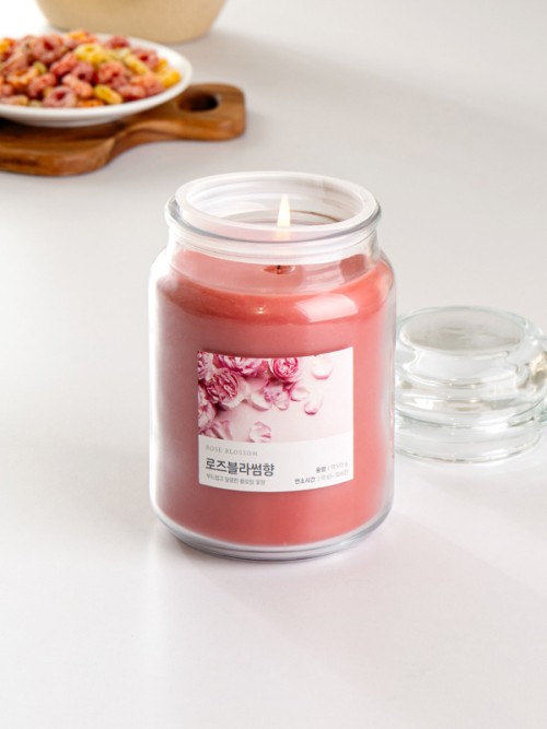 เทียนในขวดแก้วมีฝาปิด ขนาด 515 กรัม กลิ่นโรสบลอสซัม (Rose Blossom Scent)