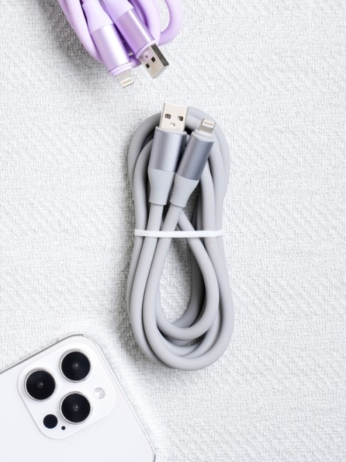 สายชาร์จ Iphone แบบซิลิโคน ยาว 1.5เมตร สีโทนพาสเทล