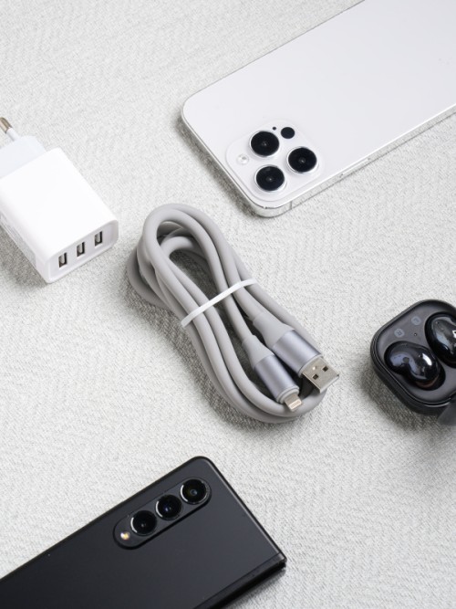 สายชาร์จ Iphone แบบซิลิโคน ยาว 1.5เมตร สีโทนพาสเทล