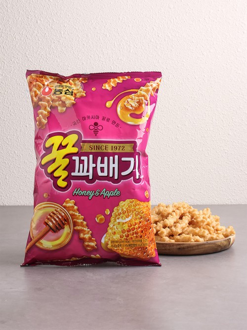 ขนม Nongshim Honey&Apple ที่มีรูปทรงเกลียว รสชาติหวานและกรอบ 169 กรัม