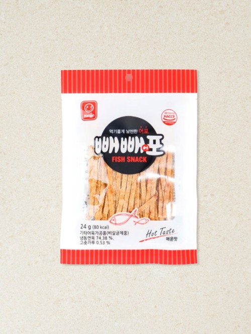 ขนมปลาเส้นรสเผ็ดที่มีความบางและกินง่าย 24 กรัม