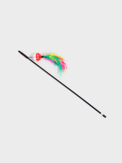 ของเล่นแมว คันเบ็ดตกปลแมว Drop Feather Cat ยางรัดยืดหยุ่น ขนนกหลากสี