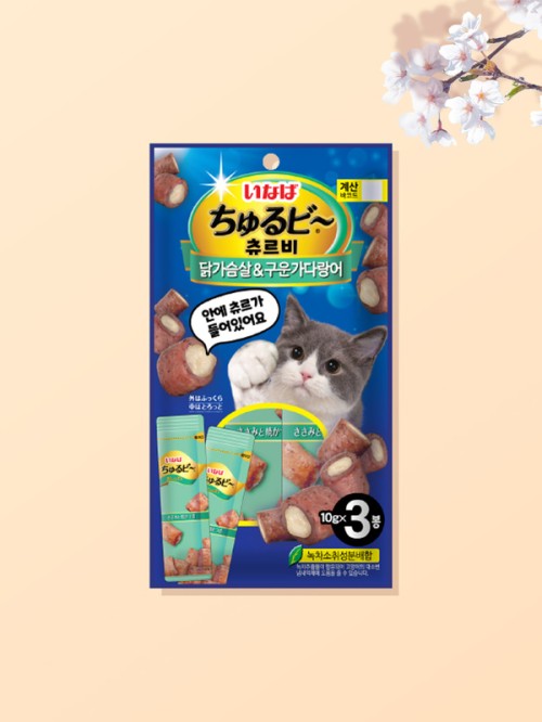 อาหารแมว Inaba Churubi รสอกไก่และปลาทูน่าย่าง (3 ชิ้น)