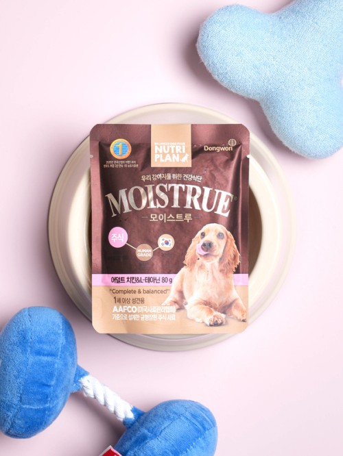 อาหารสุนัขแบบเปียก Dongwon Moisture มีส่วนผสมของไก่โตเต็มวัยและ L-theanine (80กรัม)