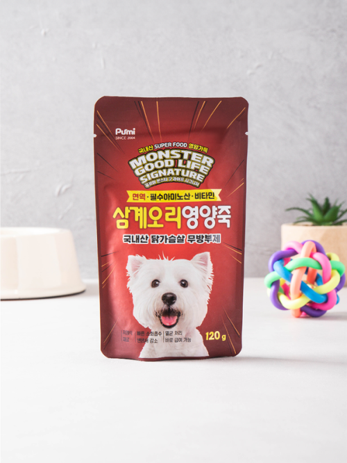 อาหารโจ๊กลูกสุนัข Monster Good Life (ซัมเกทังและเป็ด) (120 กรัม)