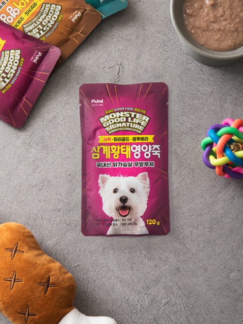 อาหารโจ๊กลูกสุนัข Monster Good Life (ซัมเกทังและปลาแห้ง) (120 กรัม)