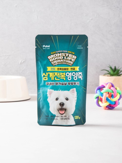 อาหารโจ๊กลูกสุนัข Monster Good Life (ซัมเกทังและหอยเป๋าฮื้อ) (120 กรัม)
