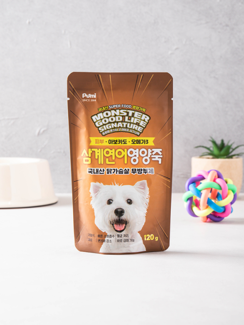 อาหารโจ๊กลูกสุนัข Monster Good Life (ซัมเกทังและแซลมอน) (120 กรัม)