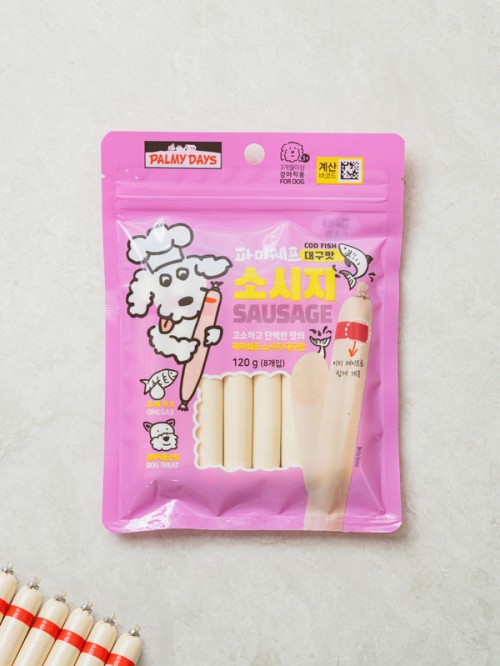 อาหารทานเล่น ไส้กรอก Pamichef รสปลาค็อด (8 ชิ้น) ของสัตว์เลี้ยง