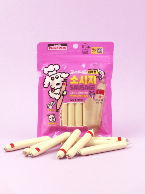 อาหารทานเล่น ไส้กรอก Pamichef รสปลาค็อด (8 ชิ้น) ของสัตว์เลี้ยง