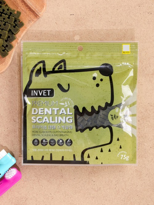 อาหารว่าง Invet Dental Scaling Premium 75 กรัม (รสชาเขียว) สำหรับสัตว์เลี้ยง