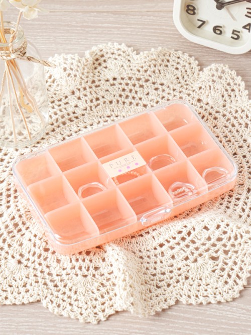 กล่องเก็บของ 15 ช่อง ผลิตในญี่ปุ่น สีชมพู