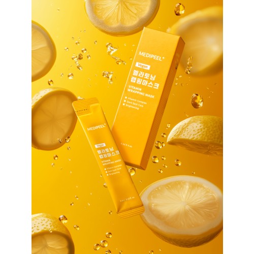 Medipeel Vitamin Melatoning Wrapping C030 มาสก์แผ่นวิตามินเมลาโทนิง ขนาด 4 มล. x 4 ชิ้น