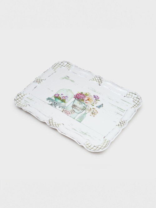 ถาดขอบโบราณ รุ่น HB Flower Garden-(43X31 ซม.)