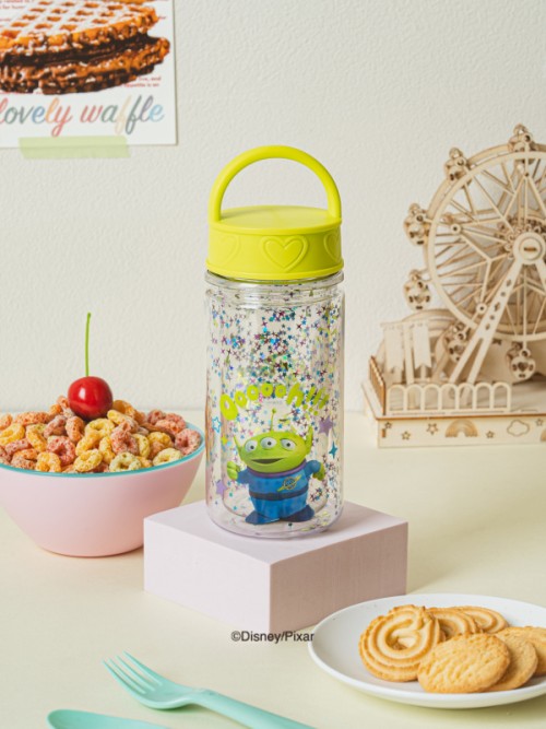 Pixar Toy Story ขวดน้ำประกายแวววาว 2 ชั้น (ประมาณ 300 มล./สีเขียว)