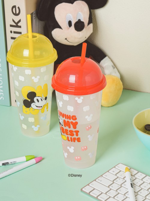 แก้วหลอด Disney Mickey Friends สีเปลี่ยนตามอุณหภูมิ PP (ประมาณ 740 มล.)