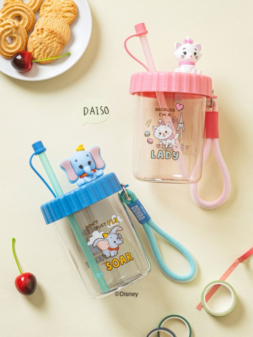 ถ้วยพร้อมหลอด Disney Animals Figure Strap Straw Cup (ประมาณ 500 มล.)