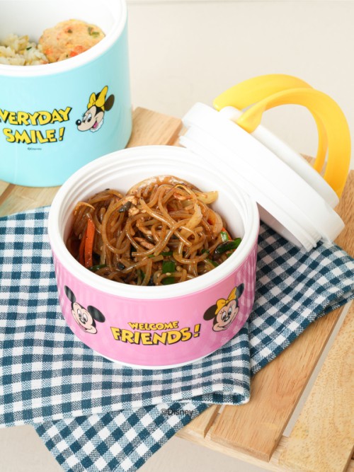 Disney Mickey Minnie กล่องข้าวทรงกลม 2 ชั้น (ประมาณ 900 มล.)