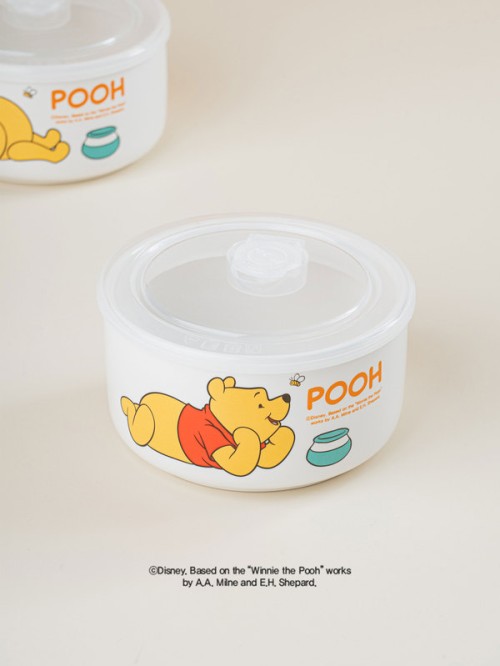 กล่องเซรามิกทรงกลม Disney Winnie the Pooh (ขนาดกลาง/สีขาว)
