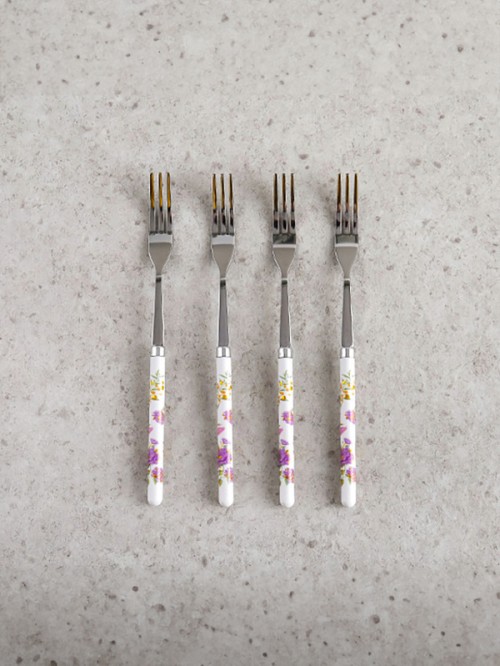 ส้อม พร้อมด้ามจับลายใบไม้สีทอง (4 ชิ้น/ชุด)