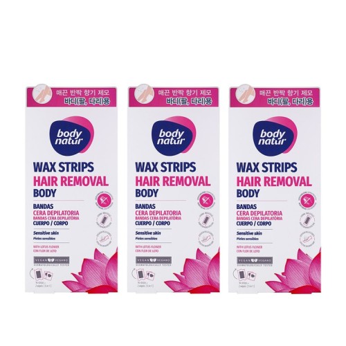 Body Nature Hair Removal Wax Strips for Body 16 แผ่น x 3 กล่อง