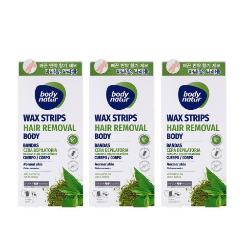Body Nature Hair Removal Wax Strips for Body 16 แผ่น x 3 กล่อง