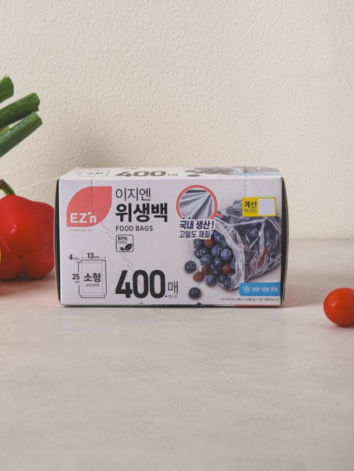 ถุงพลาสติกขนาดเล็ก (ประมาณ 17 x 25 ซม.) บรรจุ 400 ชิ้น