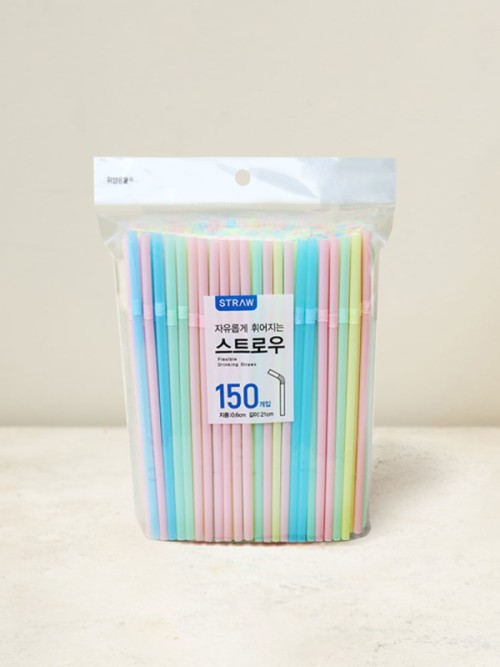 หลอดดูดสีพาสเทล 0.6 x 21 ซม. จำนวน 150 ชิ้น