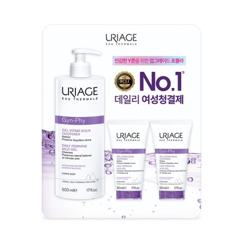 เจลทำความสะอาดจุดซ่อนเร้นสำหรับผู้หญิง Uriage Gyn-Phy Daily 500 มล. + 50 มล. x 2