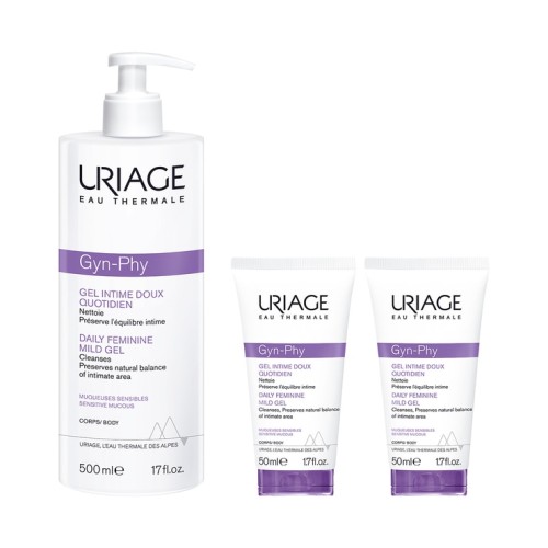 เจลทำความสะอาดจุดซ่อนเร้นสำหรับผู้หญิง Uriage Gyn-Phy Daily 500 มล. + 50 มล. x 2