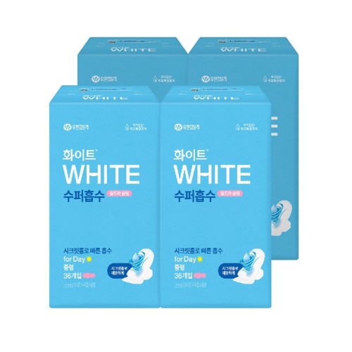 ผ้าอนามัย White Super Absorbent ขนาดกลาง 36 ชิ้น x 4 แพ็ค