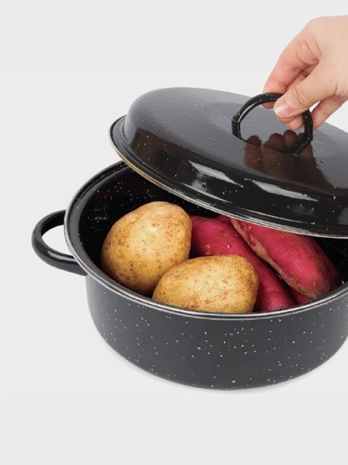 หม้อเซรามิกเคลือบอีมัลชั่น(enamel) สำหรับทำมันฝรั่ง ขนาด 22.5 ซม
