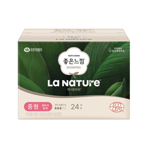 Good Feel La Nature Medium Pads – ผ้าอนามัยขนาดกลาง 24 ชิ้น x 3 แพ็ค