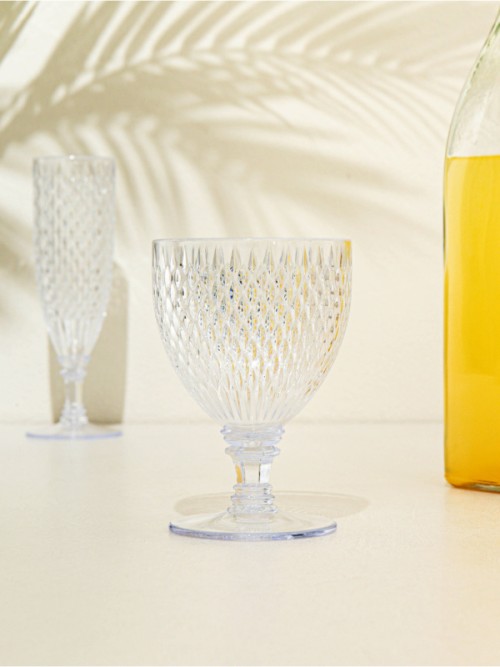 แก้วโกลเบิ้ล (Goblet Glass) มีลวดลาย เพชร (Diamond Pattern)ขนาด 250 มิลลิลิตร
