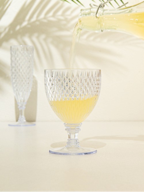 แก้วโกลเบิ้ล (Goblet Glass) มีลวดลาย เพชร (Diamond Pattern)ขนาด 250 มิลลิลิตร