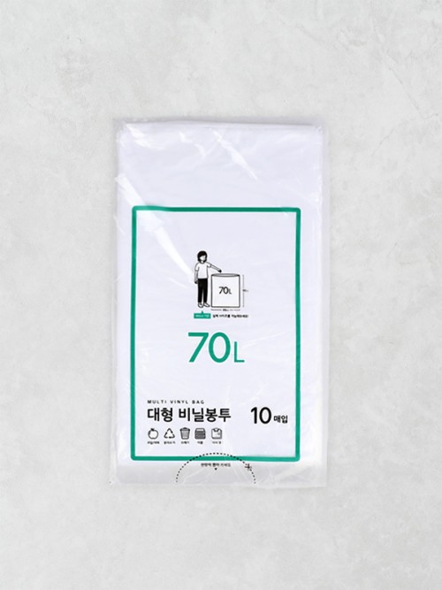 ถุงพลาสติกขนาดใหญ่สีขาว ที่มี ความจุ 70 ลิตร 10 ถุง