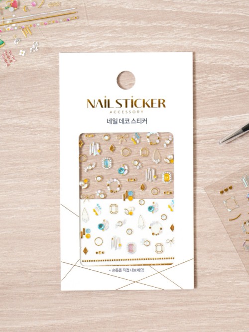 สติ๊กเกอร์ติดเล็บลายหินสีทองและสีเงิน