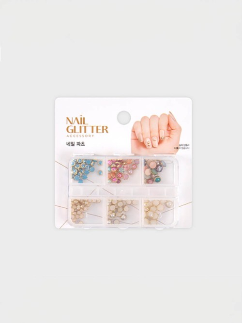 อุปกรณ์ติดเล็บ ทองคำมุก (6 แบบ/รวมกล่อง)
