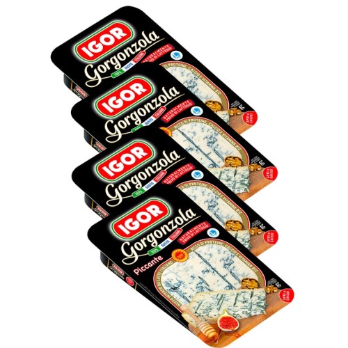 ชีสกอร์กอนโซลาแบบเผ็ดจากแบรนด์ Igor ขนาด 150 กรัม x 4 แพ็ก.