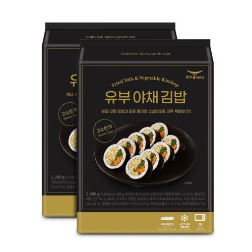 Hanwoo Mul กิมบับข้าวสาหร่ายไส้เต้าหู้และผัก 230 กรัม x 6 ม้วน x 2 แพ็ก
