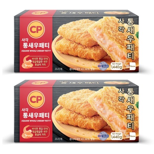 CP แพตตี้กุ้งทั้งตัวรูปสี่เหลี่ยม 80 กรัม x 18 ชิ้น x 2 แพ็ค