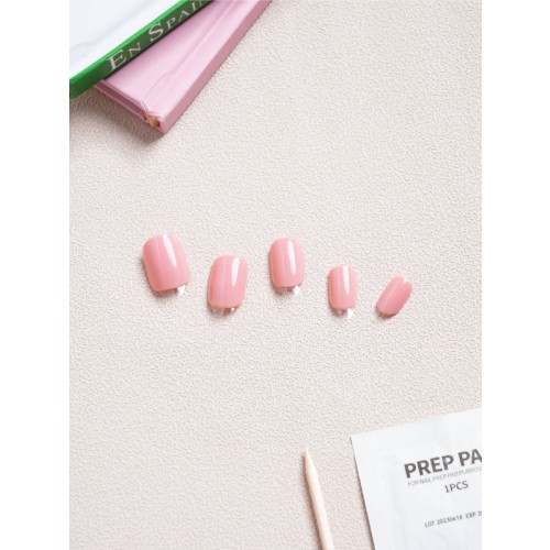เล็บปลอม แบบทึบ 16 ชิ้น (สีชมพูกุหลาบ)