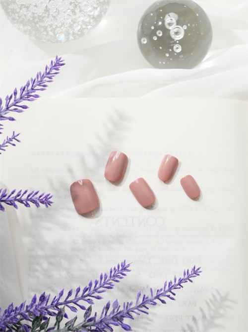 เล็บปลอม แบบทึบ 16 ชิ้น (สีเบจน้ำตาล)