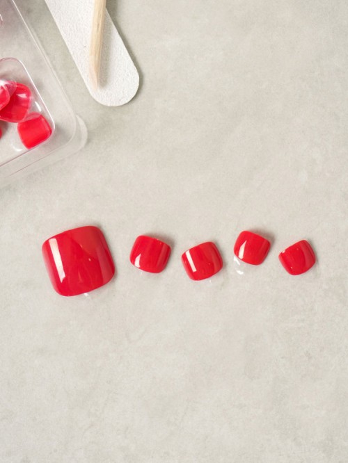 ชุดเล็บปลอม (14 ชิ้น) (สีแดง)