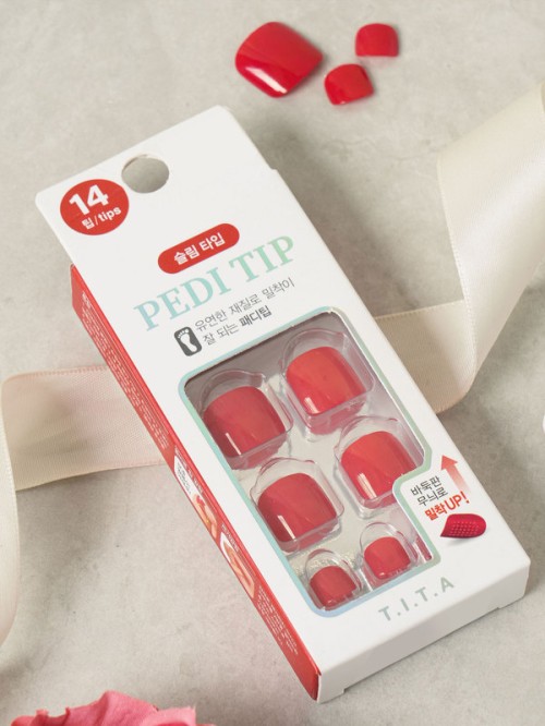 ชุดเล็บปลอม (14 ชิ้น) (สีแดง)