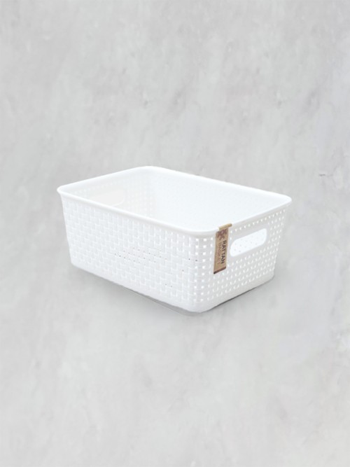 ตะกร้าหวายเอนกประสงค์ ขนาด 10 สีขาว