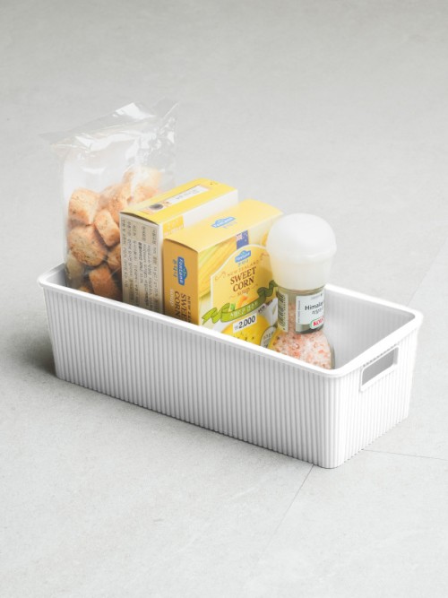 ตะกร้าเทมบาบอร์ด สไตล์โมเดิร์น (ขนาด 28 x 12 x 8 ซม.) สีครีม